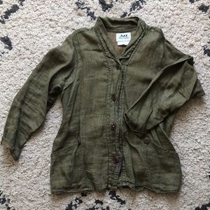 FLAX green button up jacket